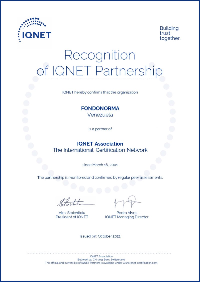 FONDONORMA Certificate by IQNET