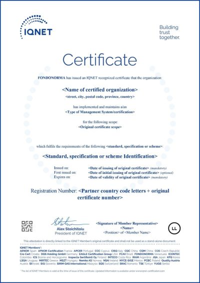 Csq Iqnet El Certificado IQNET – Fondonorma